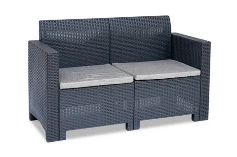 Dwuosobowa sofa technorattanowa Nebraska 2 antracytowa Bica