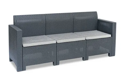 Trzyosobowa sofa ogrodowa technorattanowa Nebraska 3 antracyt Bica