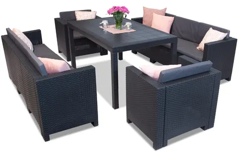 Meble technorattanowe antracytowe Colorado Apetito 8 Bica