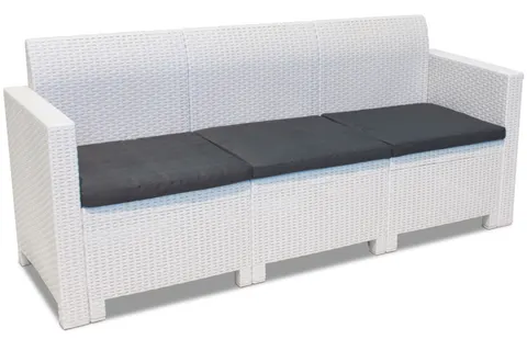 Duża sofa ogrodowa z technorattanu 3-osobowa Nebraska biała Bica