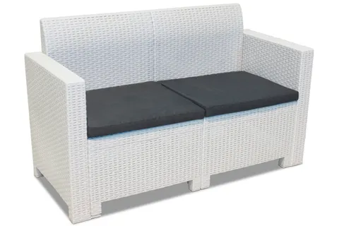Biała sofa z technorattanu 2-osobowa Nebraska Bica