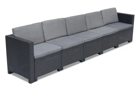 Pięcioosobowa technorattanowa sofa Colorado antracyt Bica