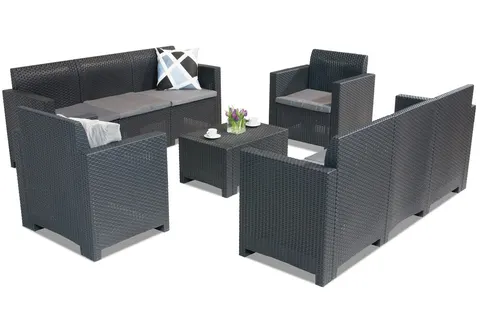 Komplet mebli technorattanowych Nebraska Coffee 8 antracytowy Bica