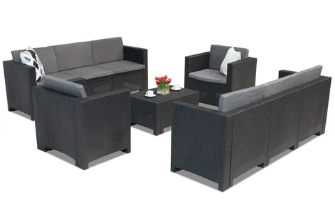 Komplet mebli technorattanowych Colorado Coffee 8 antracytowy Bica