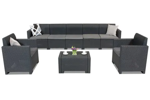 Meble z technorattanu Nebraska Coffee Max 7 antracyt Bica
