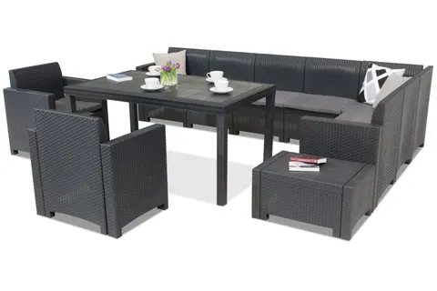 Meble z technorattanu Nebraska Comida Max 9 antracytowe Bica