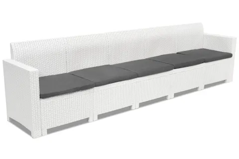 Pięcioosobowa technorattanowa sofa Nebraska biała Bica