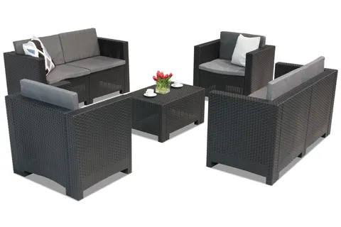 Komplet mebli technorattanowych Colorado Coffee 6 antracytowy Bica