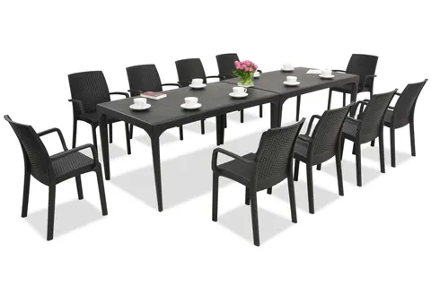 Stylowy komplet obiadowy Oslo/Indiana 10 antracytowy Bica
