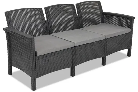 Trzyosobowa sofa technorattanowa Venezia 3 antracytowa Bica