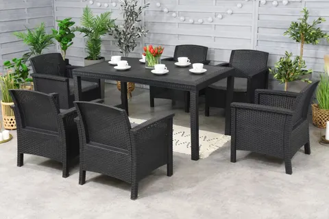 Technorattanowy zestaw obiadowy Venezia Premium 6 antracyt Bica