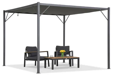 Antracytowa pergola tarasowa Malaga 3x3m Garden Point