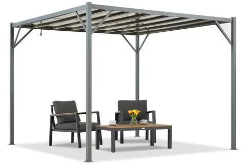 Antracytowa pergola tarasowa Paros 3x3m Garden Point