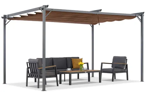 Brązowa pergola tarasowa La Palma 3x4m Garden Point