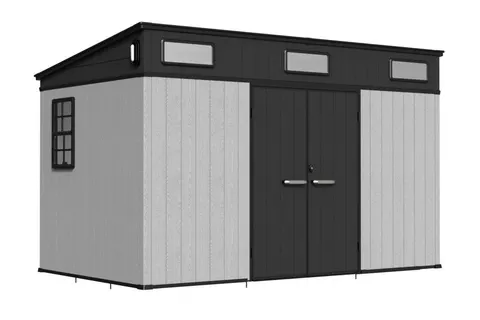 Plastikowy domek narzędziowy Kemi 3,7 x 2,1 m CoverTech szary
