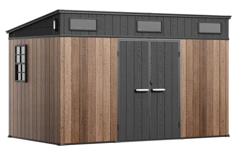 Plastikowy domek narzędziowy Kemi 3,7 x 2,1 m CoverTech woodlike