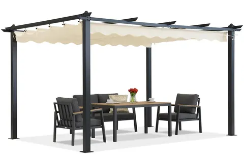 Pergola tarasowa Barbados 3x4 m Garden Point antracyt-beż