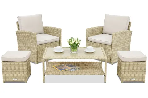 Meble ogrodowe Monaco Terrace + 2 pufy Garden Point beżowe