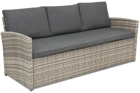 Sofa trzyosobowa z technorattanu Monaco Garden Point jasnoszara