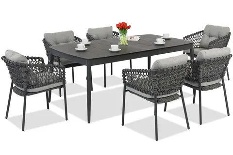 Meble aluminiowe Almada dla 6 osób szare Garden Point