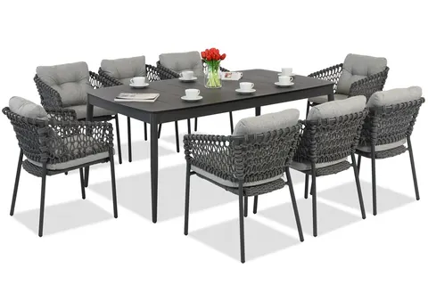 Meble aluminiowe Almada dla 8 osób szare Garden Point