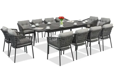 Meble aluminiowe Almada dla 12 osób szare Garden Point