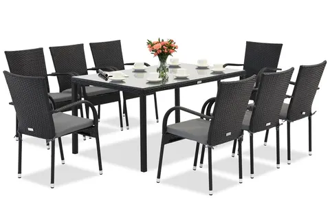 Komplet technorattanowy Mediolan 8 Garden Point czarny