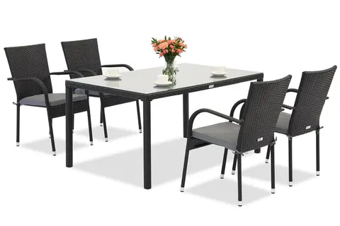 Komplet technorattanowy Mediolan 4 Garden Point czarny