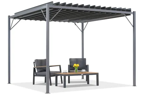 Antracytowa pergola tarasowa Tasos 3x3m Garden Point