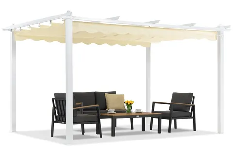 Pergola tarasowa Barbados 3x4 m Garden Point biało-beżowa