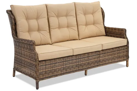 Trzyosobowa sofa z technorattanu Malaga brąz Garden Point