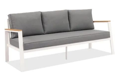 Trzyosobowa sofa z aluminium Zakintos biała Garden Point