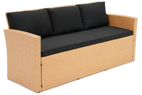 Trzyosobowa sofa z technorattanu Marsylia Garden Point beżowa