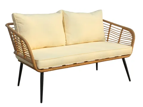 Dwuosobowa sofa z technorattanu Malta Garden Point beżowa