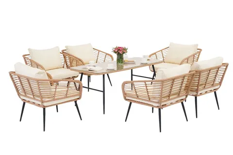Meble ogrodowe technorattan Malta Premium 6 beżowe Garden Point