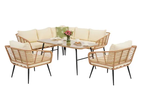 Zestaw technorattanowy Malta Comida 7 beżowy Garden Point
