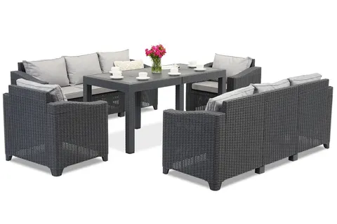 Meble technorattanowe antracytowe Denali Apetito 8 Garden Point