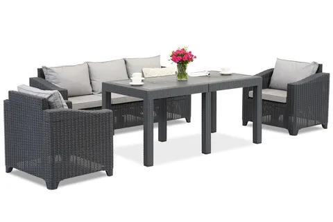 Meble technorattanowe ze stołem antracytowe Denali Apetito 5 Garden Point