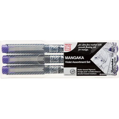 Kuretake Mangaka Zestaw fioletowy VIOLET 3szt. CNM/3VVL