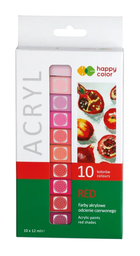 Zestaw farb akrylowych Happy Color 10x12 ml Red