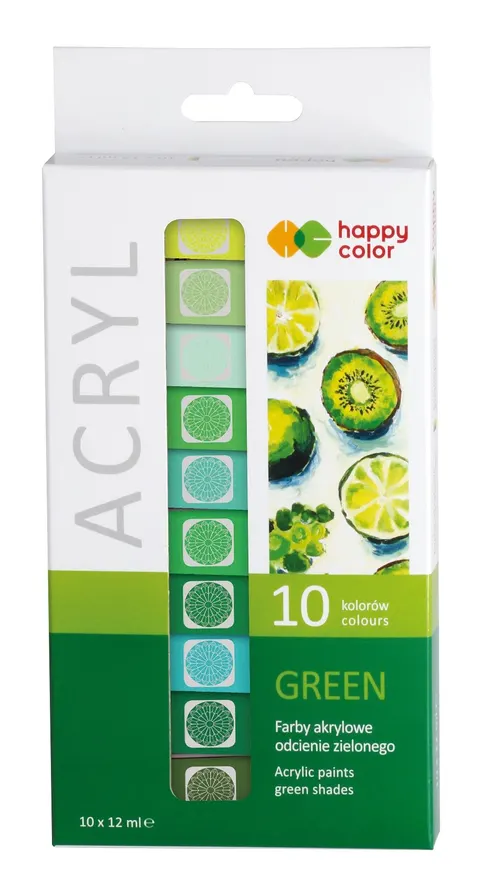 Zestaw farb akrylowych Happy Color 10x12 ml Green