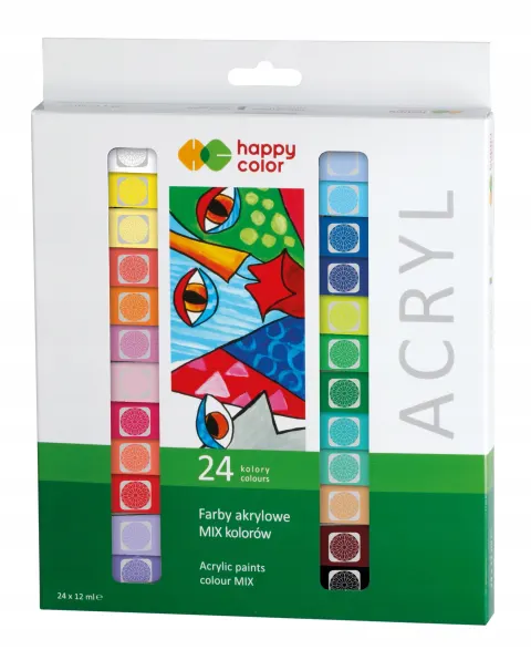 Zestaw farb akrylowych Happy Color 24x12 ml