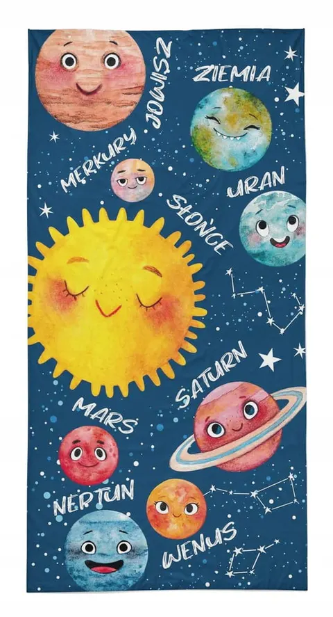 Ręcznik plażowy MŁODZIEŻOWY 70cm x 140cm PLANETY