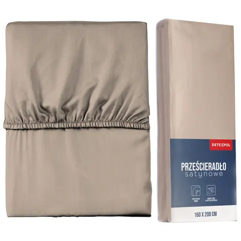 Prześcieradło mikrosatyna z gumką 120x200 taupe