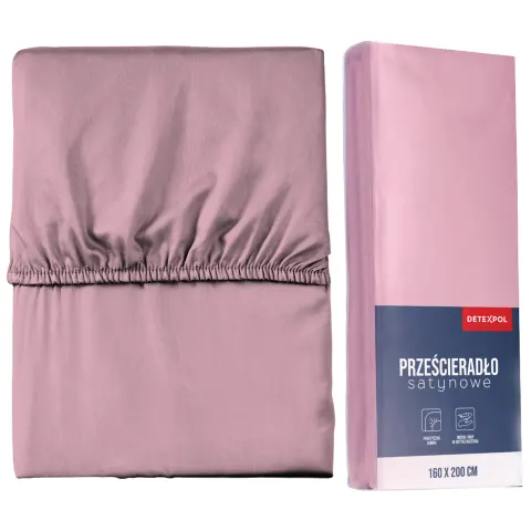 Prześcieradło mikrosatyna z gumką 220x200 róż pastelowy