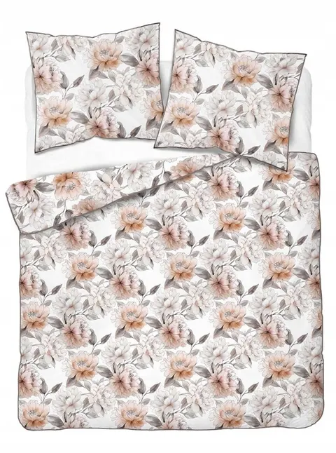 Pościel bawełniana 220x200 Perkal + 2x 70x80 Kwiaty Komplet Premium