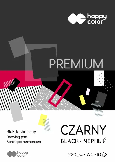 Blok techniczny A4 220g czarny Happy color