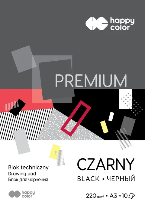 Blok techniczny A3/10 czarny 220g Happy Color