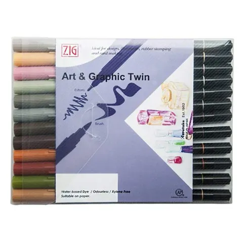 Zestaw ZIG Art & Graphic Twin MUTED 12 szt