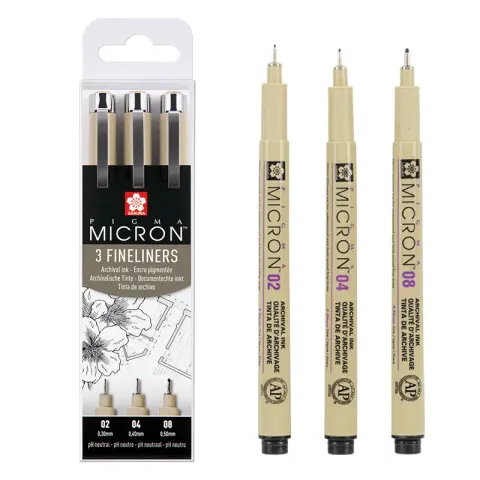 Cienkopisy Sakura Micron Pigma 3 sztuki 02-04-08